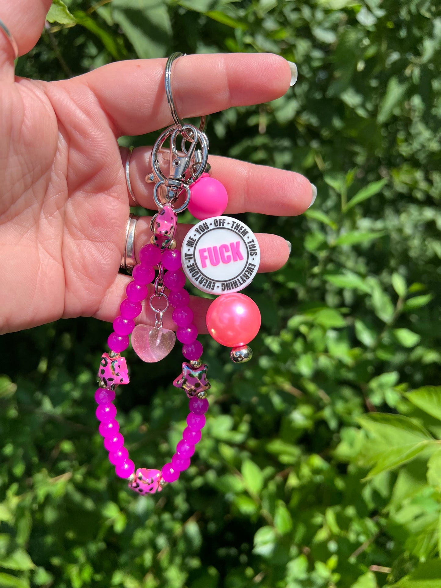 Magenta f*ck keychain/bag charm 2