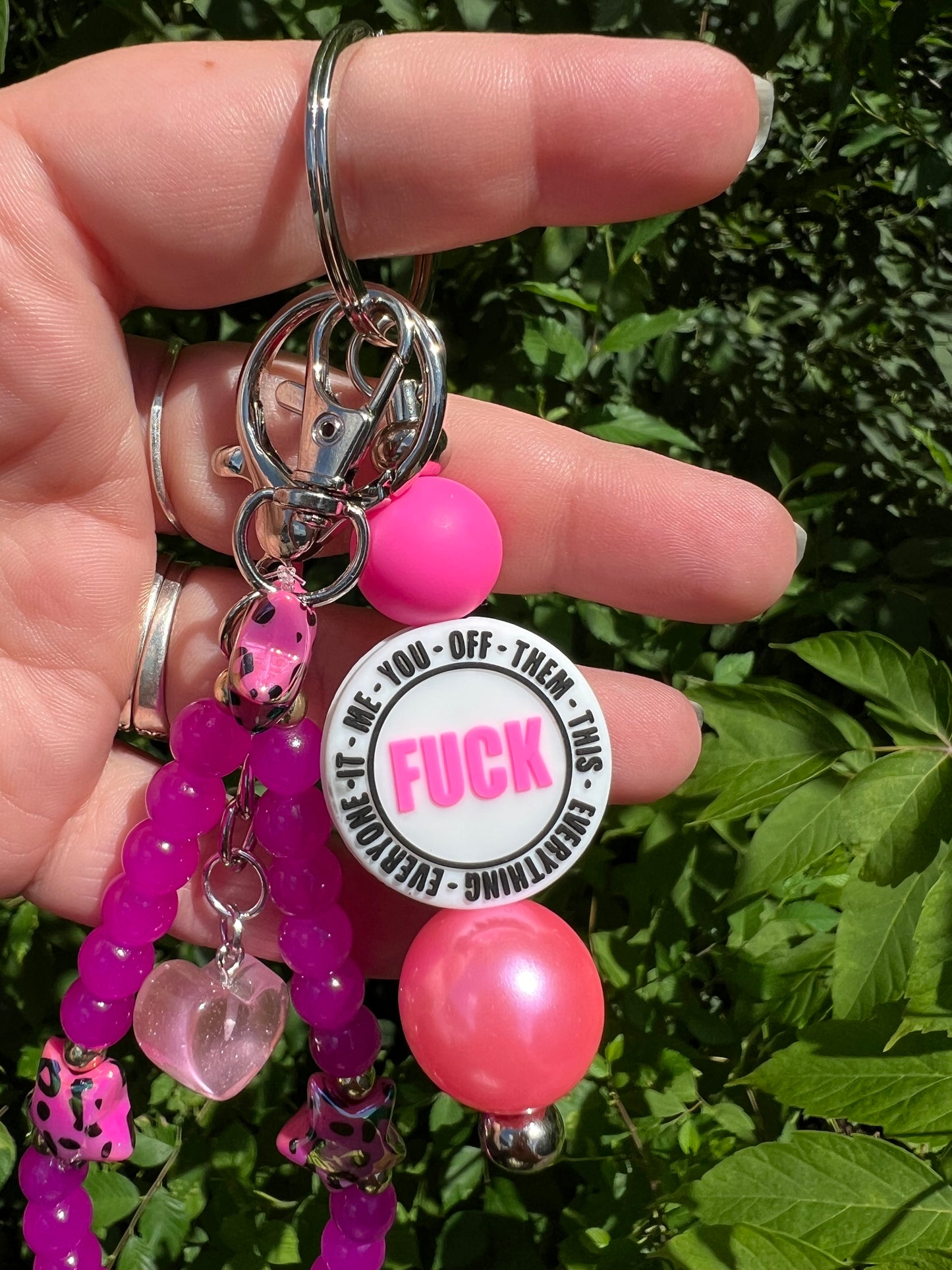 Magenta f*ck keychain/bag charm 2