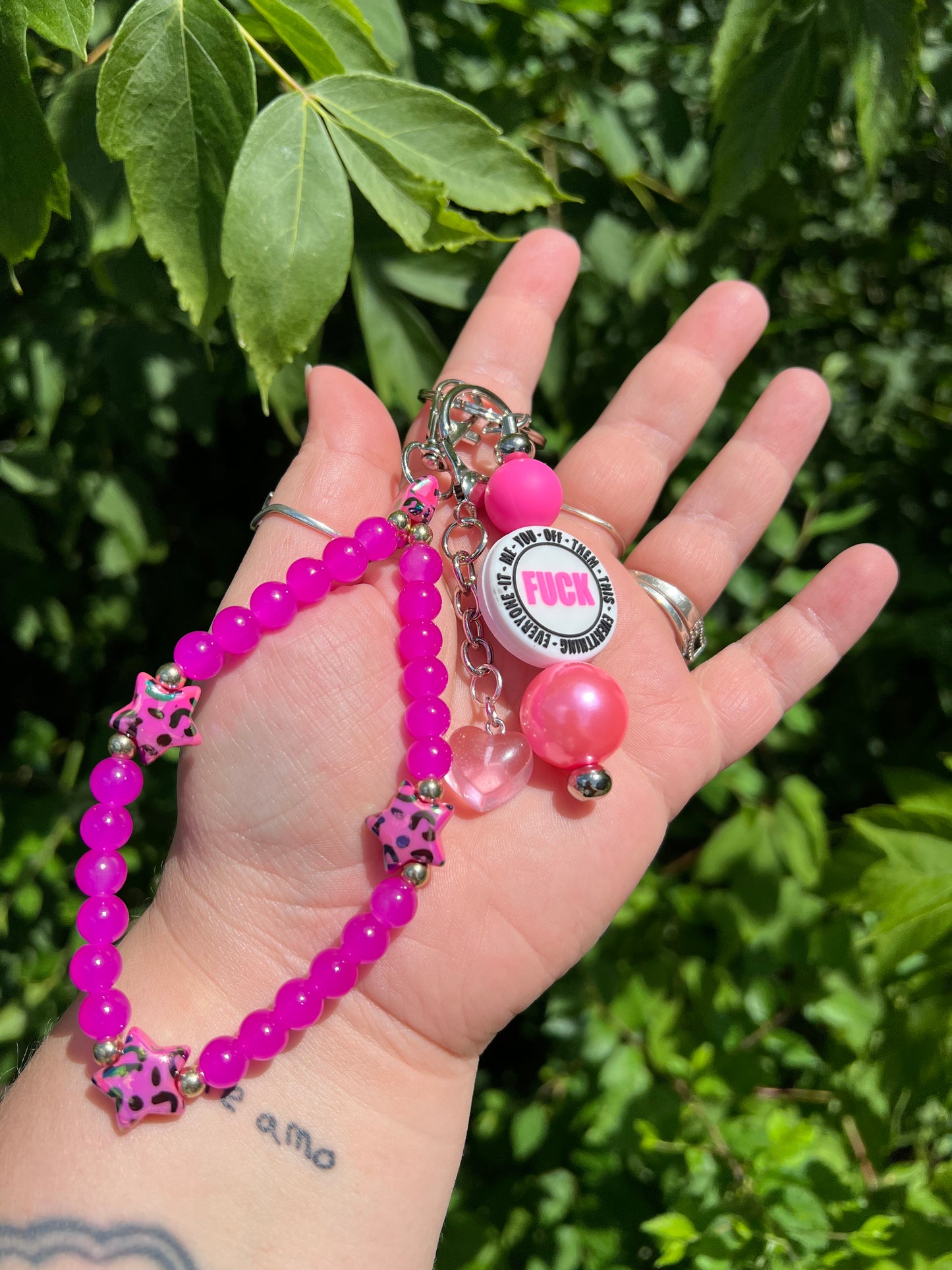 Magenta f*ck keychain/bag charm 2