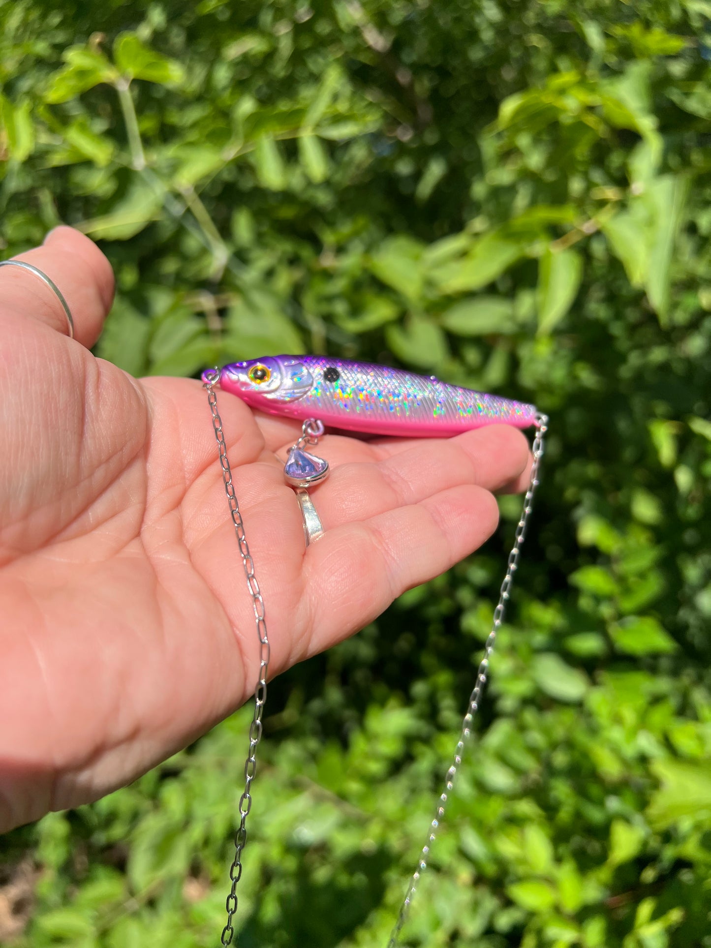 Purple Fishing Lure Necklace