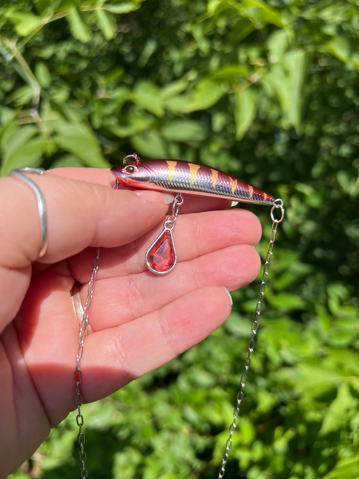 Orange Fishing Lure Necklace