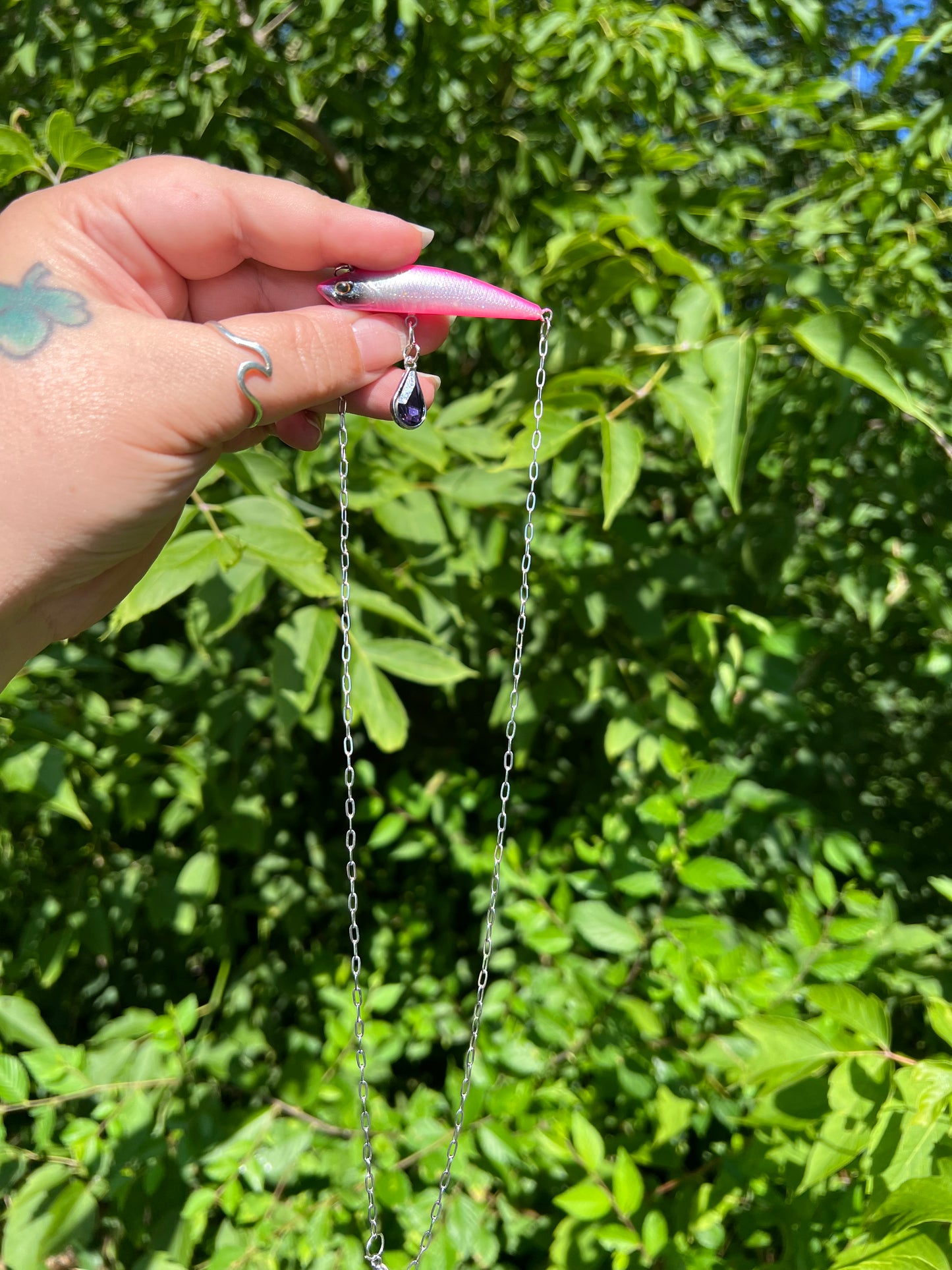 Pink Fishing Lure Necklace 1