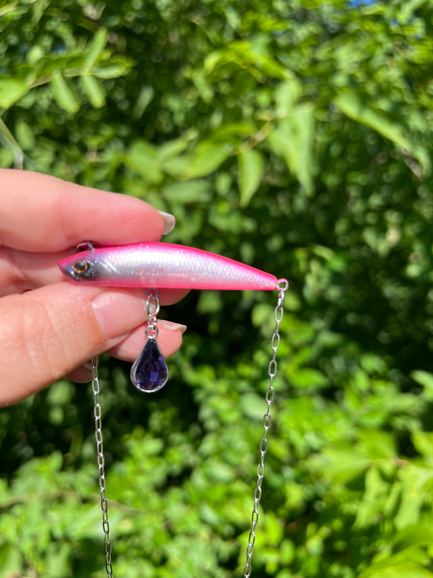 Pink Fishing Lure Necklace 1