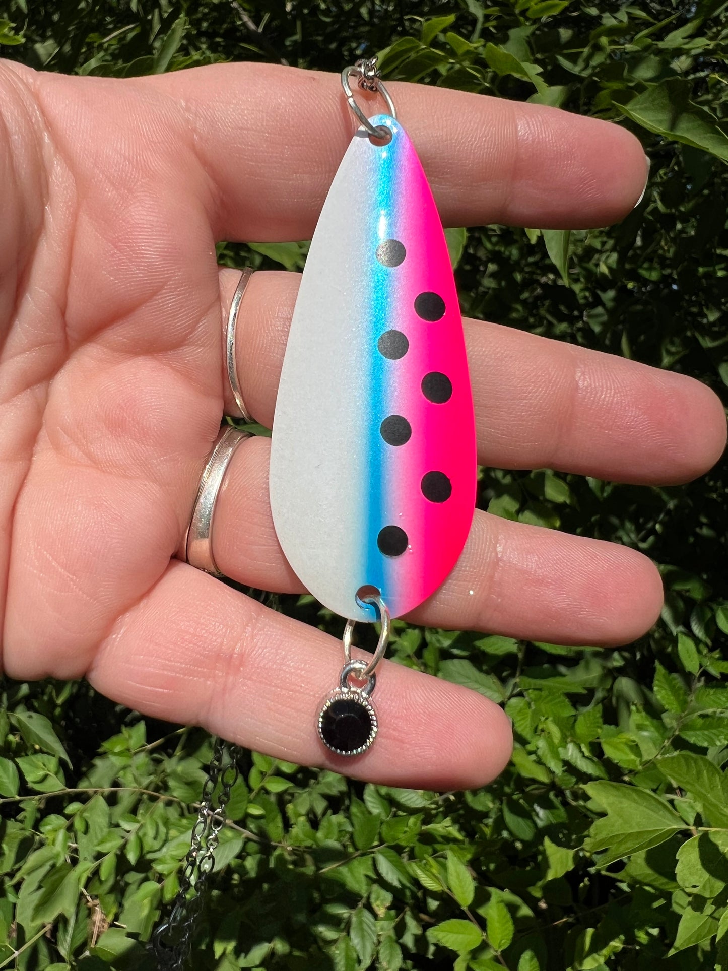 Hot pink spoon fishing lure 1