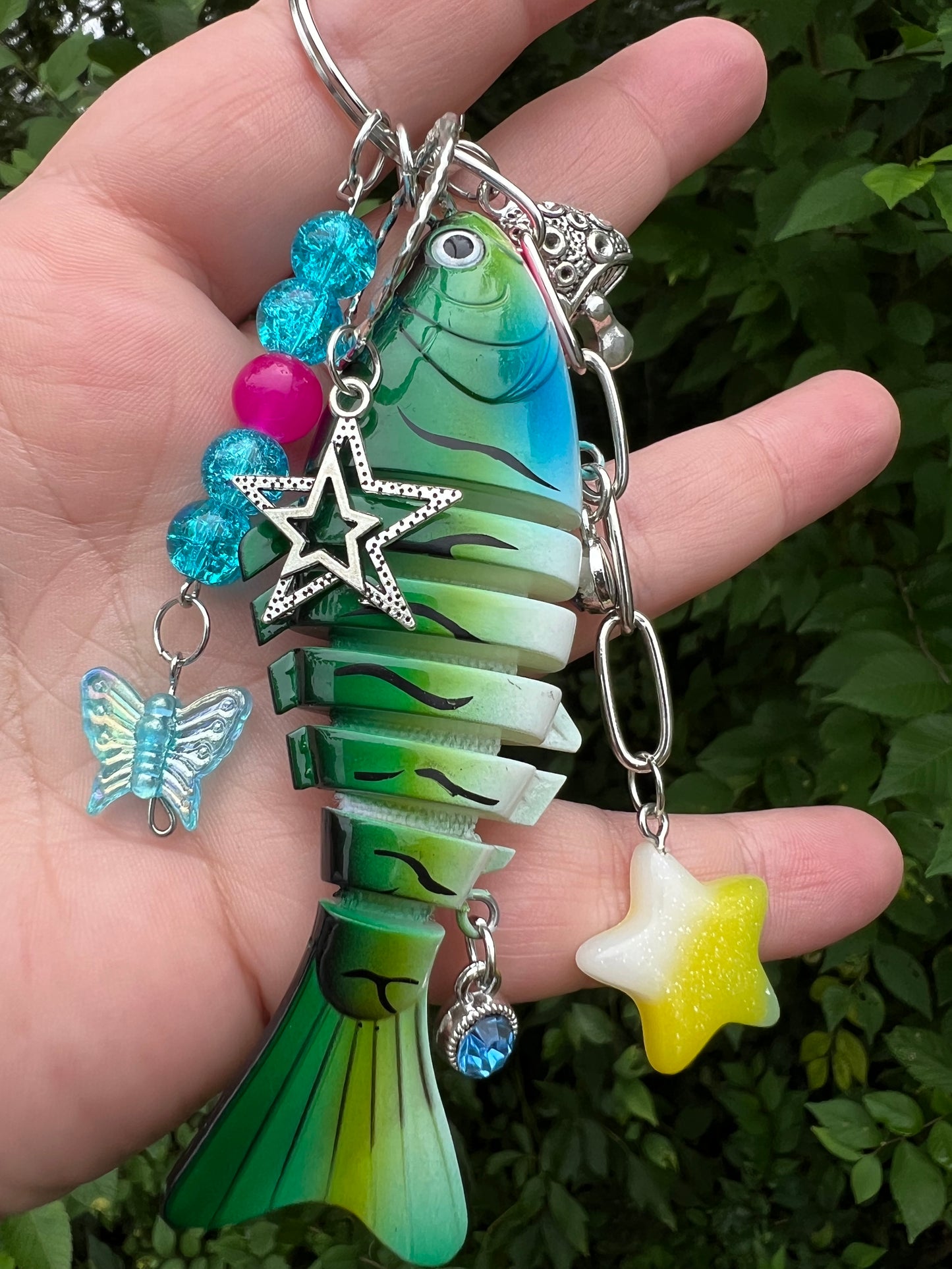 Green and Blue Fishing Lure Keychain/Bag Charm