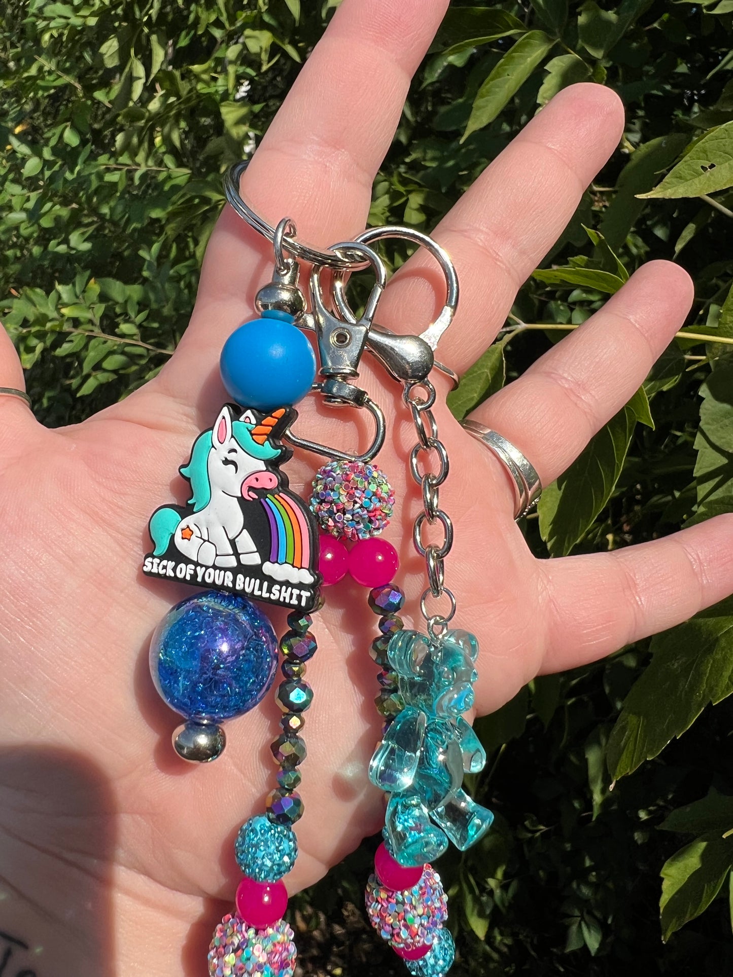 Pink and Blue Sick of Your Bullsh*t Keychain/Bagcharm