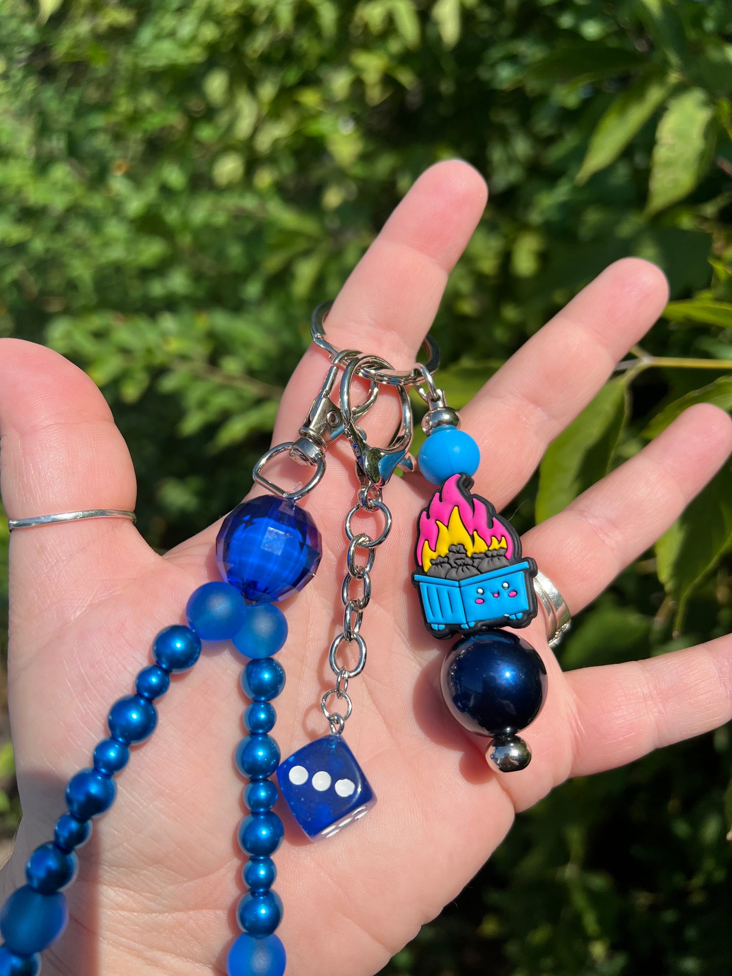 Blue Dumpster Fire Keychain/Bagcharm