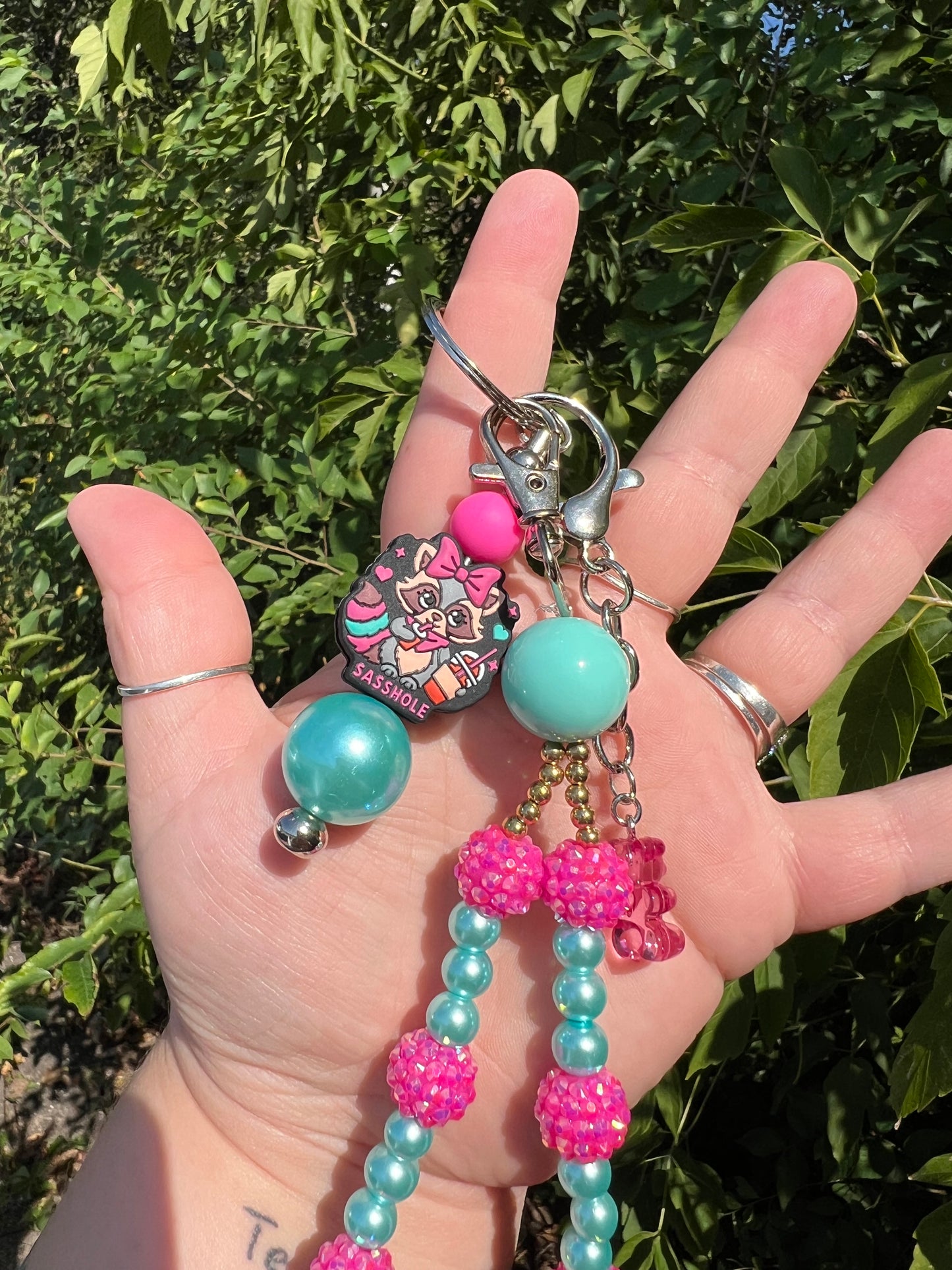 Pink and Teal Sassh*le Keychain/bagcharm