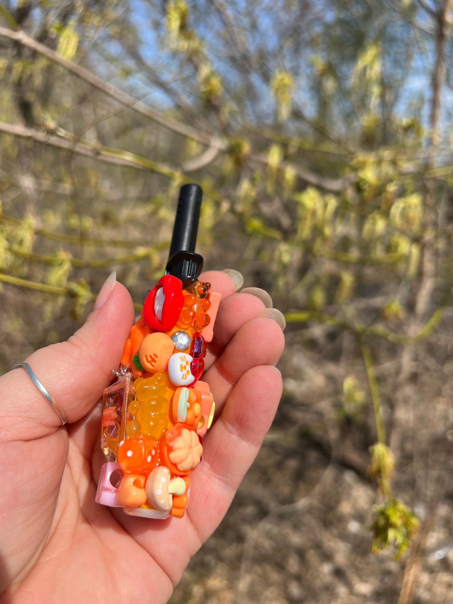 Red and Orange Long Tip Charmed Lighter