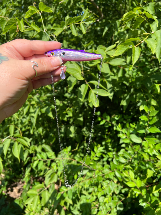 Purple Fishing Lure Necklace