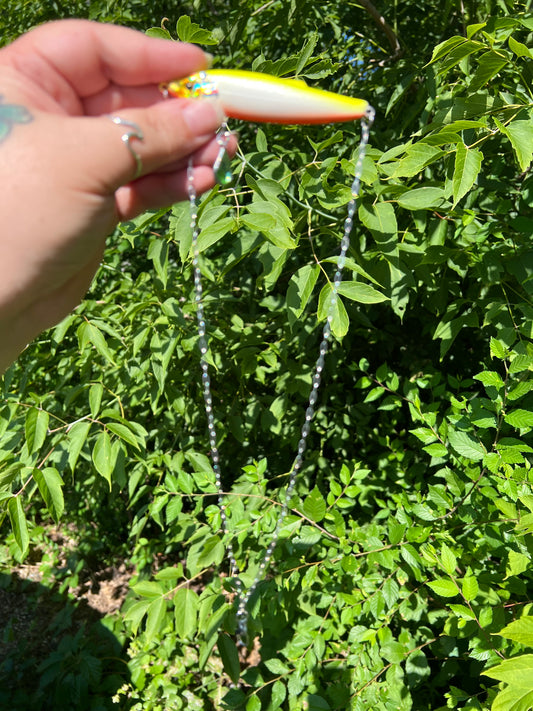 Yellow fishing Lure Necklace