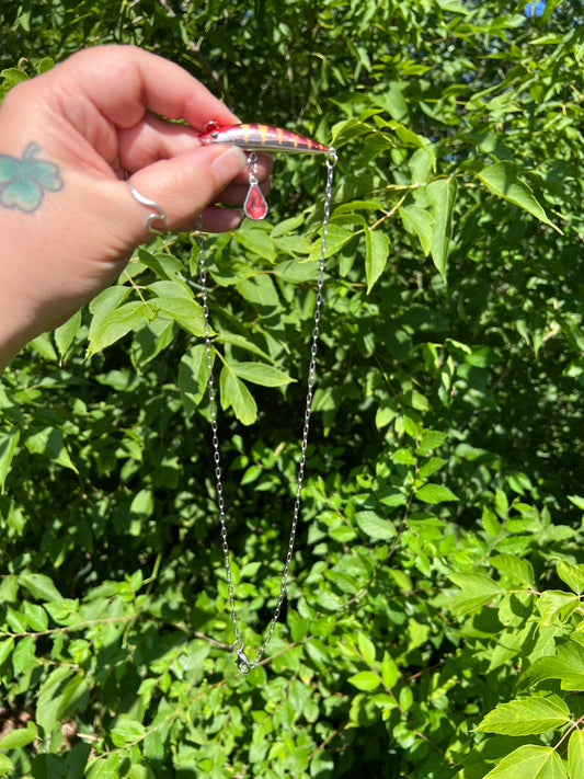 Orange Fishing Lure Necklace