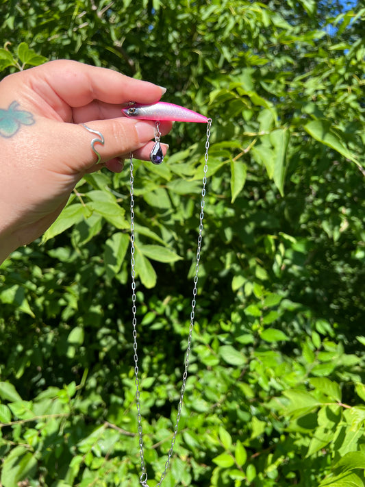 Pink Fishing Lure Necklace 1