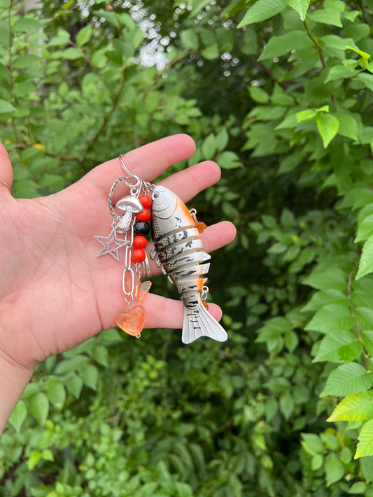 Orange Fishing Lure Keychain/Bag Charm