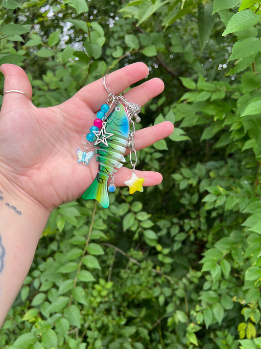 Green and Blue Fishing Lure Keychain/Bag Charm