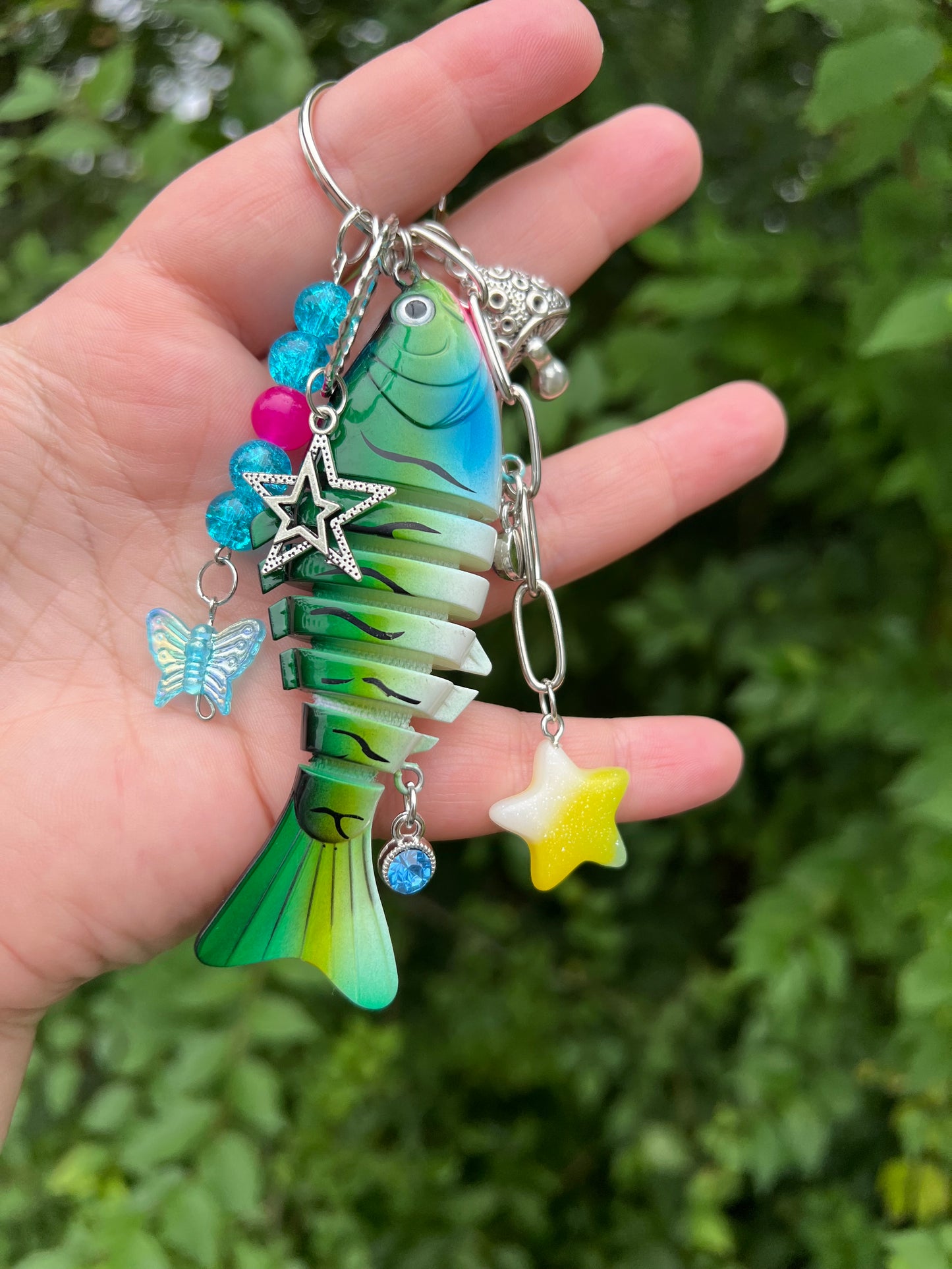 Green and Blue Fishing Lure Keychain/Bag Charm