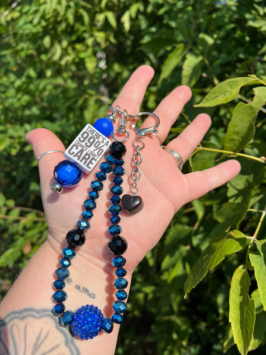 Black and Blue 99% Chance I Don't Care Keychain/Bagcharm