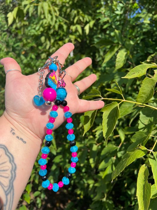 Pink and Blue Dumpster Fire Keychain/Bagcharm