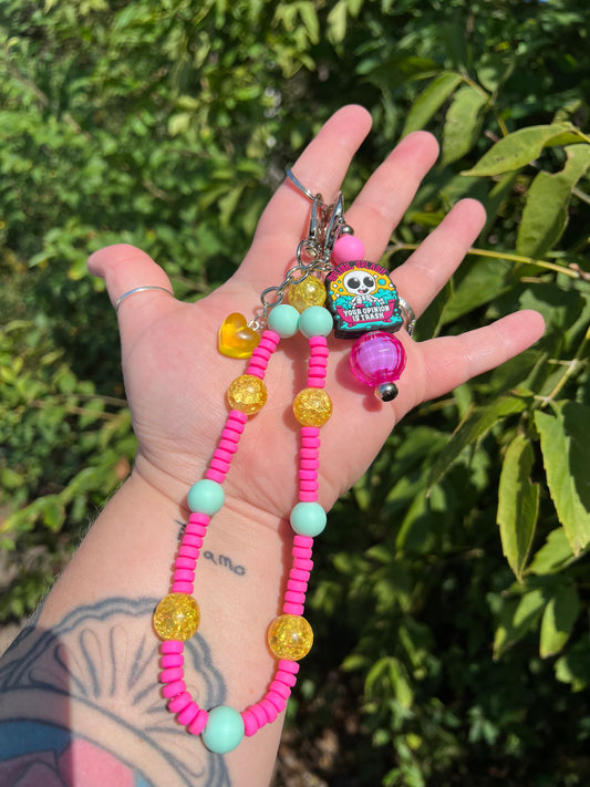 Pink Yellow Mint Your Opinion Is Trash Keycahin/Bagcharm