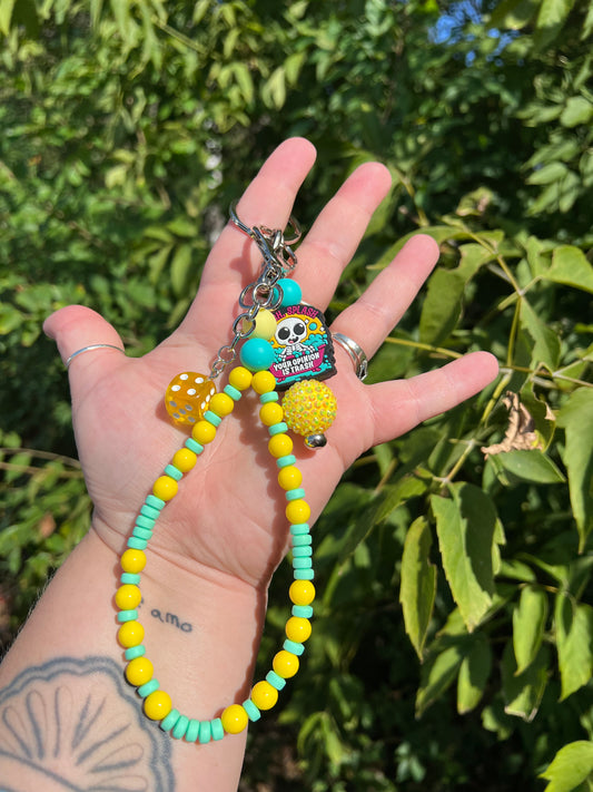 Yellow and Mint Your Opinion Is Trash Keychain/Bagcharm