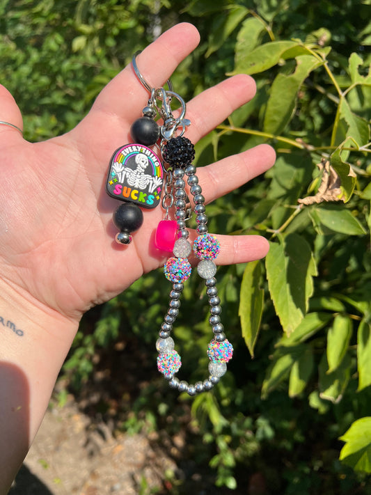 Black and Silver Everything Sucks Keychain/Bagcharm