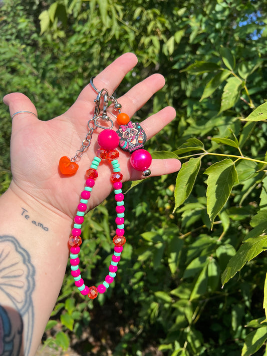 Pink Orange and Mint Sassh*le Keychain/Bagcharm