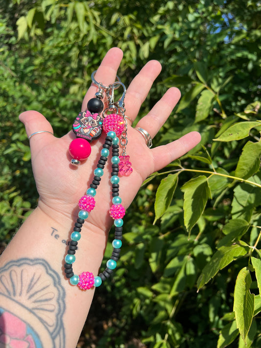 Pink Teal and Black Sassh*le Keychain/Bagcharm