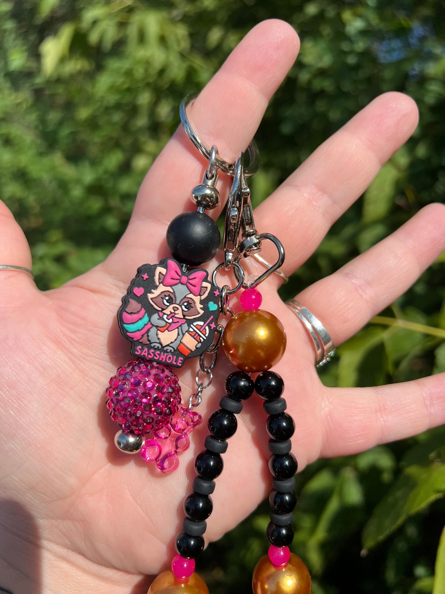 Black Pink and Gold Sassh*le Keychain/Bagcharm