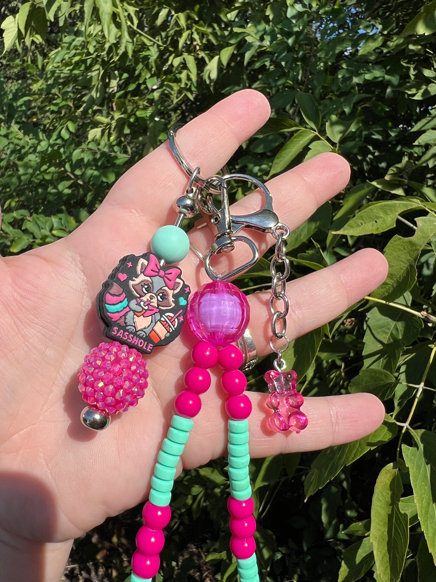 Pink and Mint Sassh*ole Keychain/Bagcharm