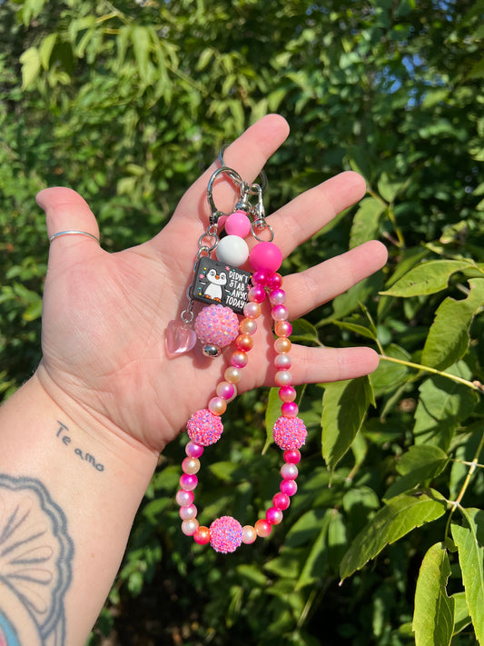 Pink and Orange I Didn't Stab Anyone Today Keychain/Bagcharm