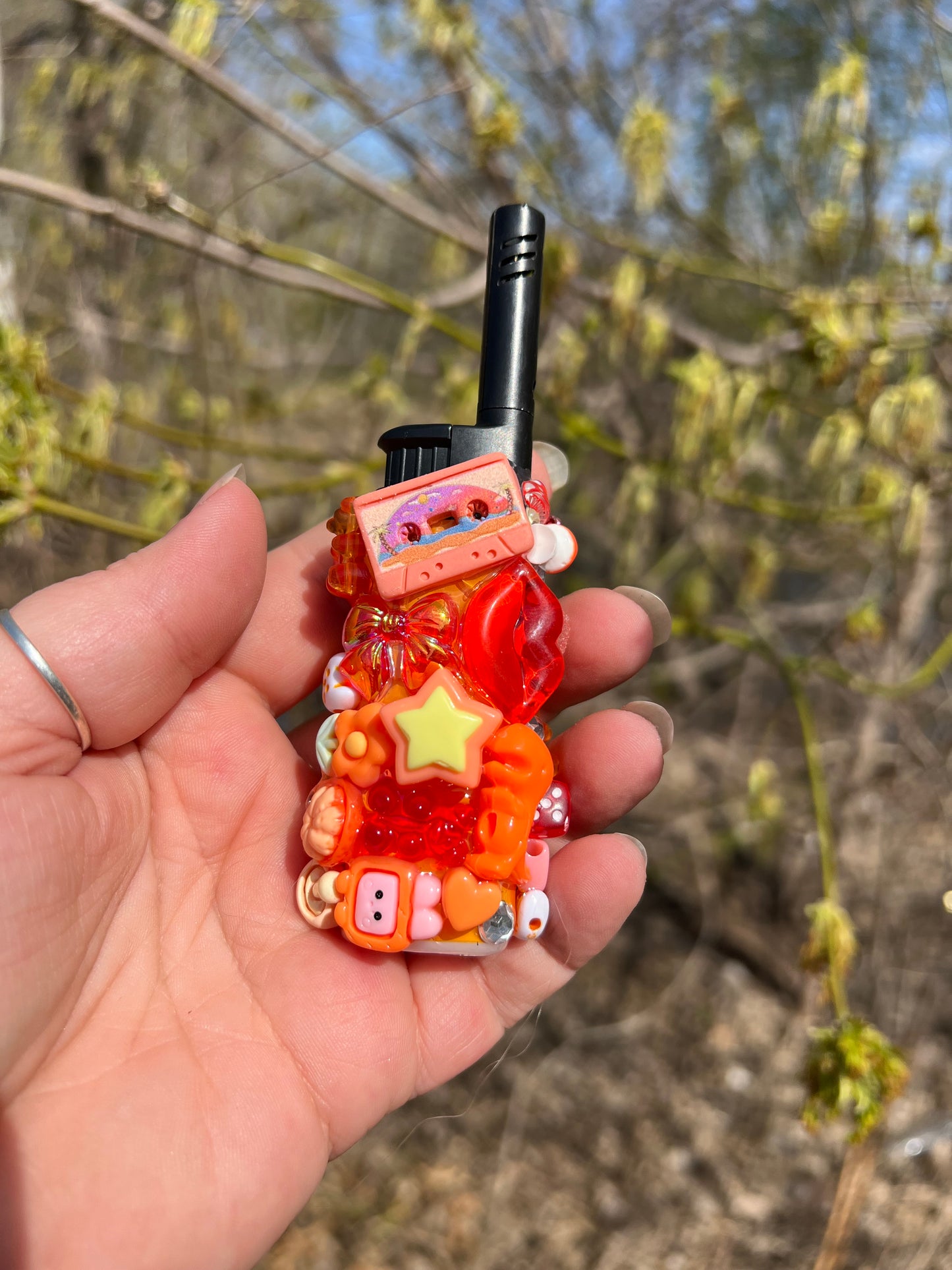 Red and Orange Long Tip Charmed Lighter