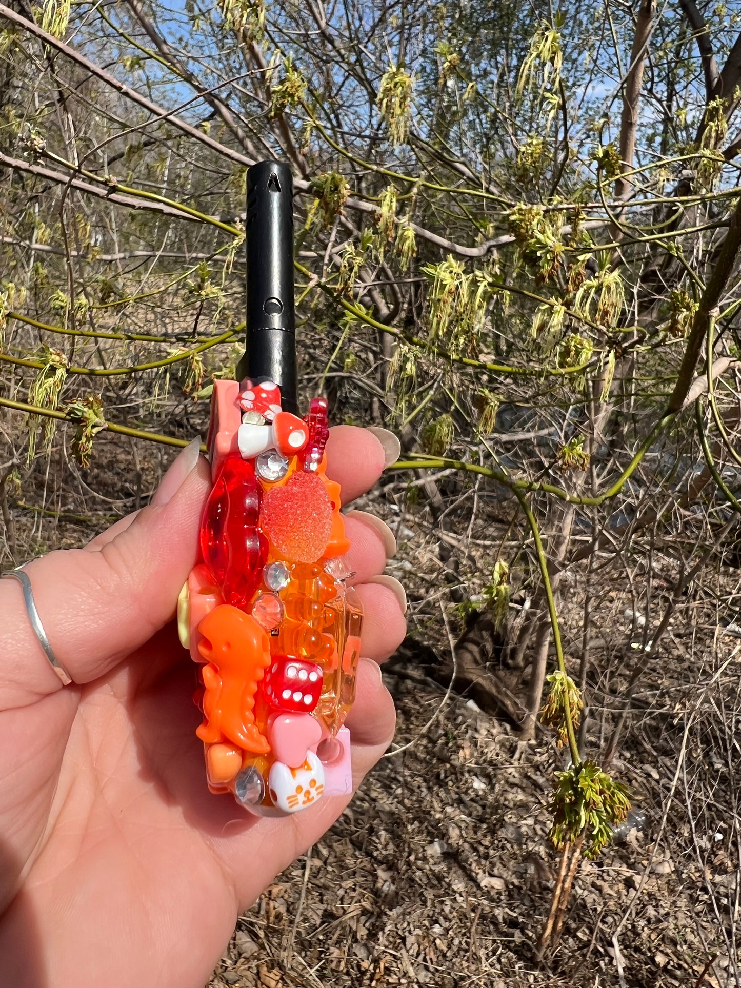 Red and Orange Long Tip Charmed Lighter