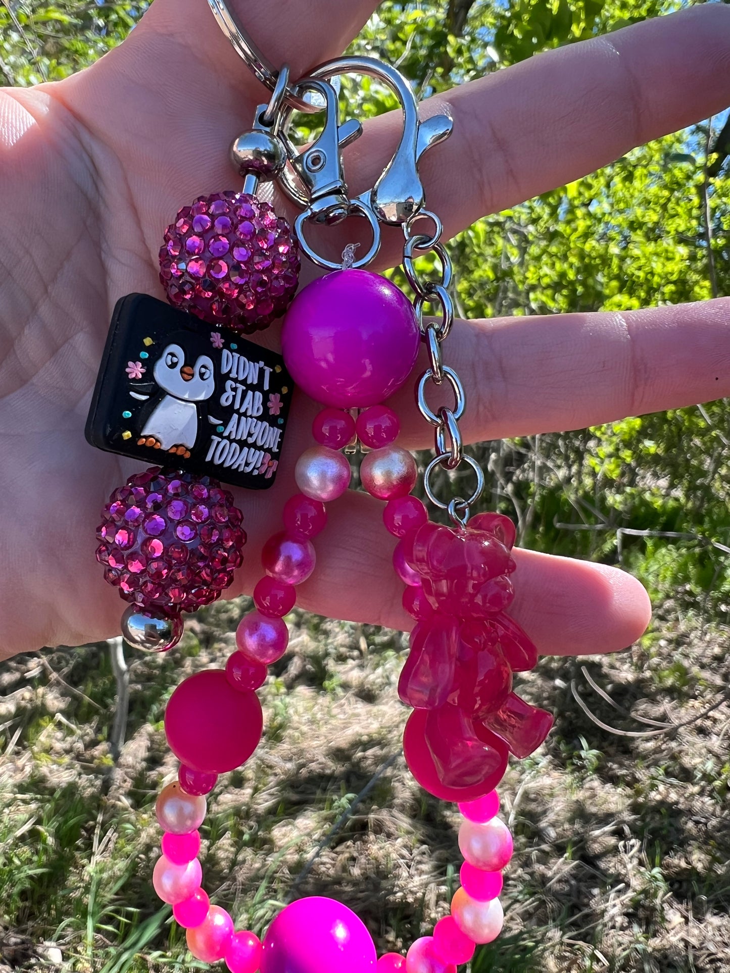 Magenta I Didn't Stab Anyone Keychain / Bag Charm
