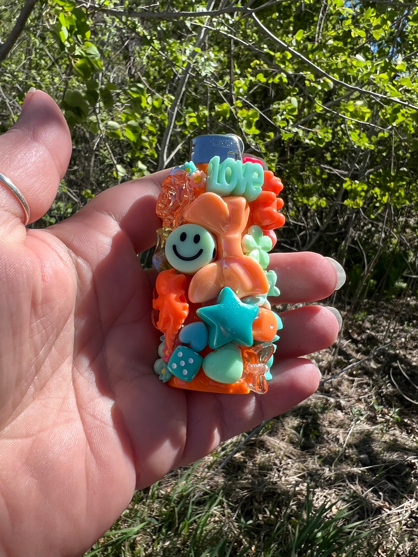 Orange and Teal Charmed Lighter