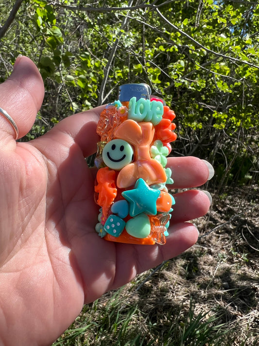 Orange and Teal Charmed Lighter