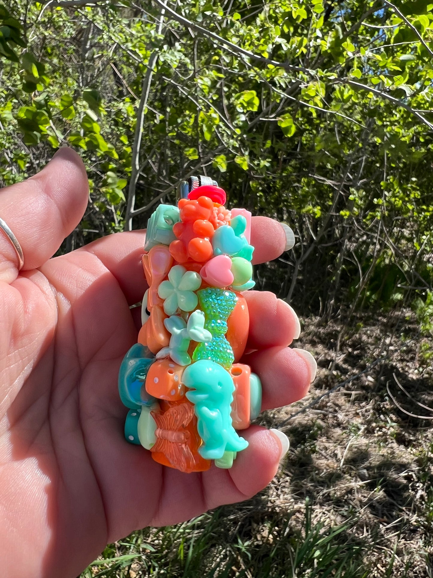 Orange and Teal Charmed Lighter