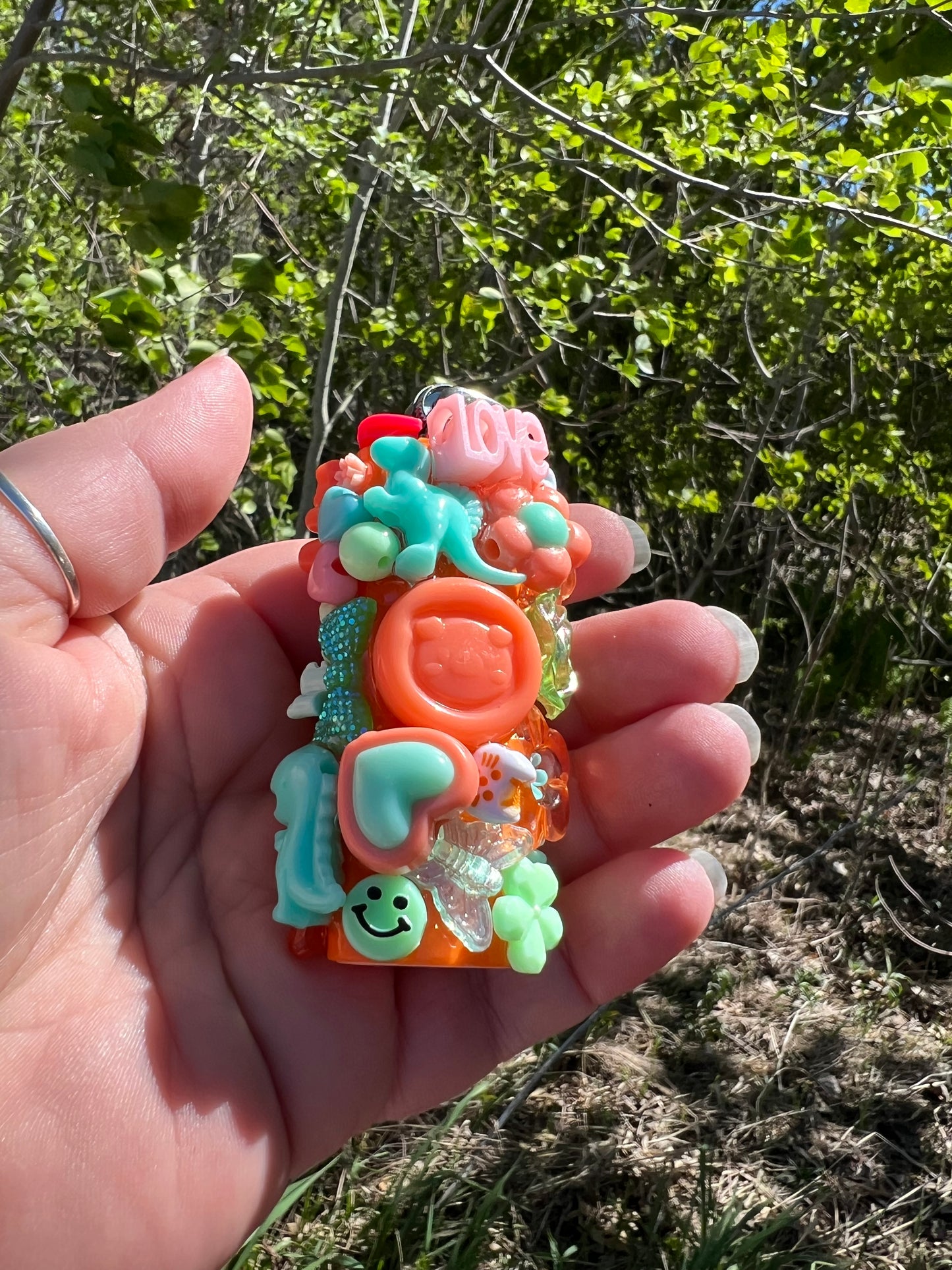 Orange and Teal Charmed Lighter