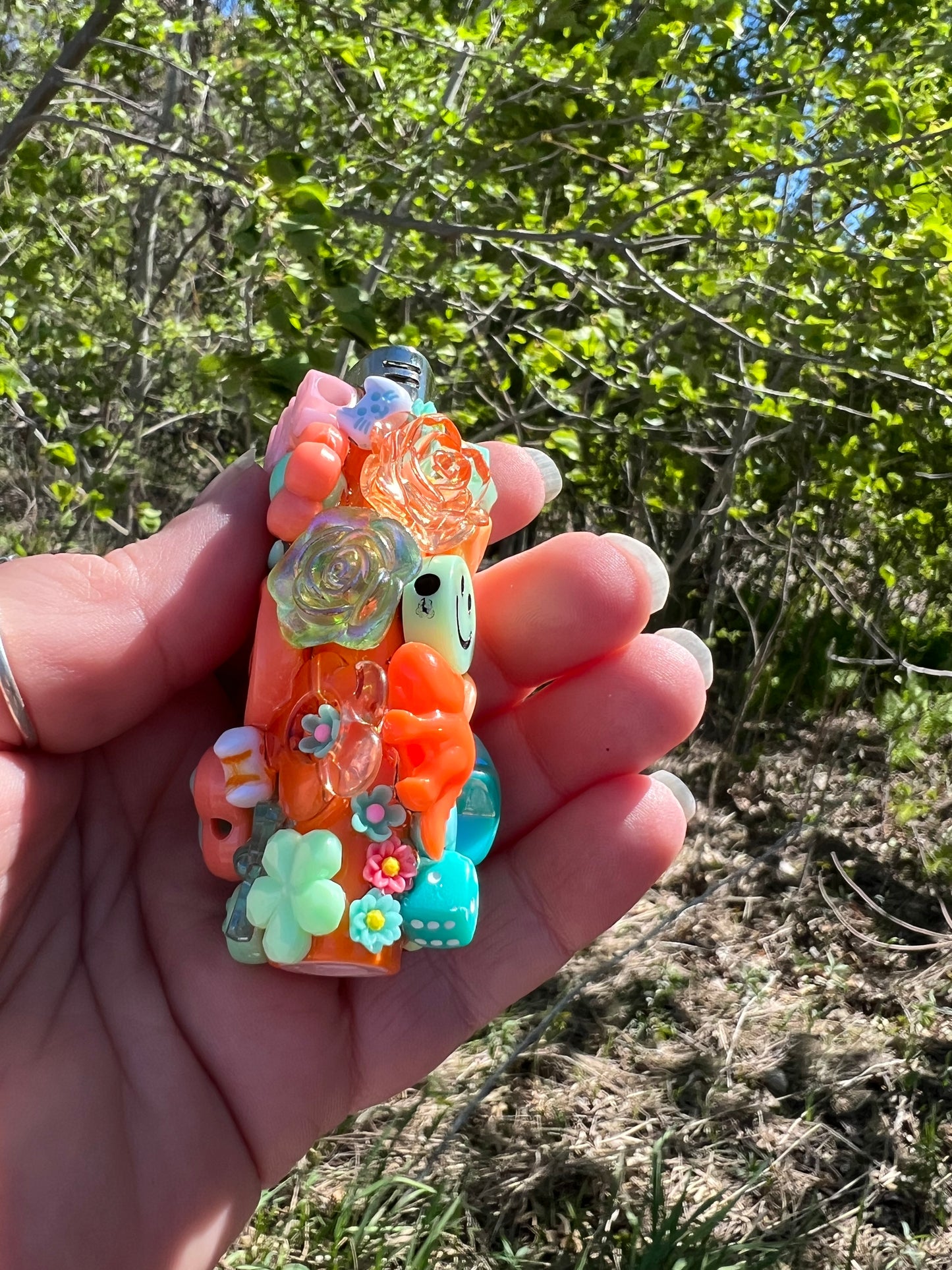 Orange and Teal Charmed Lighter