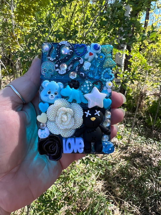Blue Black and White Charmed Cigarette Case